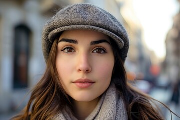 retro image of an attractive woman with a woolen beret