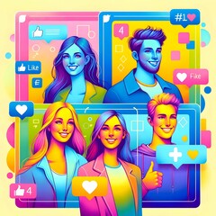 Diverse Group Enjoying Social Media Fame