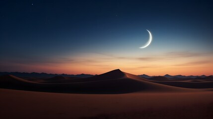 Half-Moon Shining Over The Desert