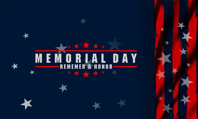 Memorial Day - Remember and honor with USA flag, Vector illustration. - obrazy, fototapety, plakaty