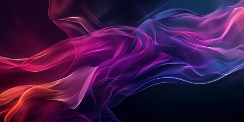 Soft Neon Waves in fuchsia Color on dark Background
