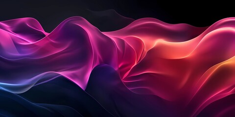 Obraz premium Soft Neon Waves in fuchsia Color on dark Background
