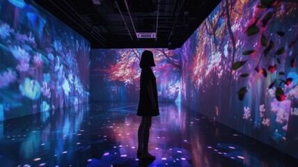 holographic art installation in a museum, demonstrating the creative and immersive possibilities of holographic art