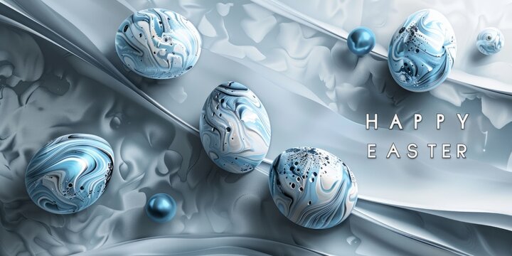 a happy easter background with gray and blue images Generative AI