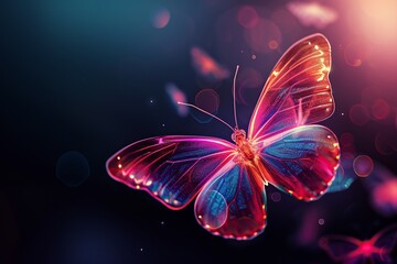 bright background with a transparent butterfly