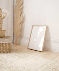 Mock up frame in children room interior background, 3D render