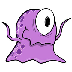 cute little purple monster alien png art