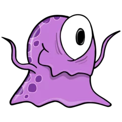 Acrylic prints Cartoon draw cute little purple monster alien png art