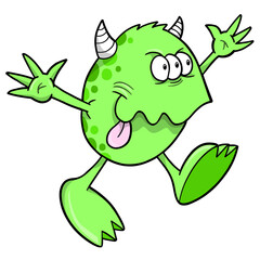 cute green monster alien png art