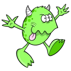 Keuken foto achterwand Cartoons cute green monster alien png art