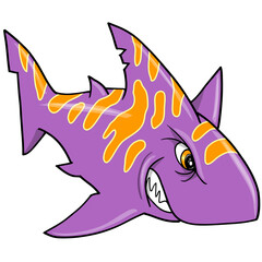 purple angry shark png art