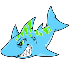 mean blue shark png art