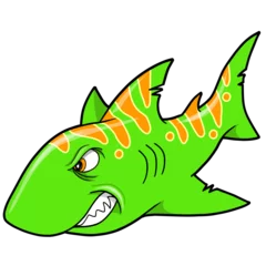 Foto op Plexiglas Cartoons mean green shark png art