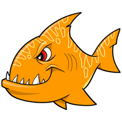Mean Big Orange Shark Png Art