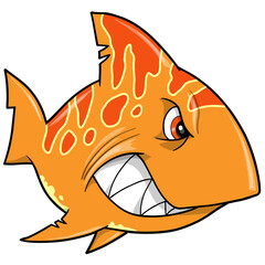 Mean Angry Orange Shark PNG art