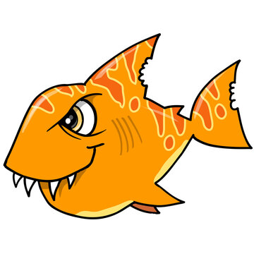 mean orange shark png art