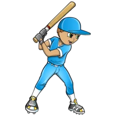 Fotobehang Cartoons baseball player with bat PNG Art