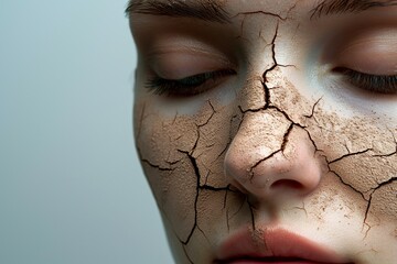 a beautiful woman with a cracked face