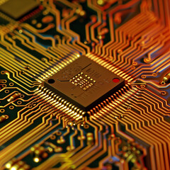electronic circuit board computer chip close-up