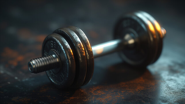 Metal weights dumbbell close up image