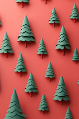 Obraz premium Christmas tree pattern on red background