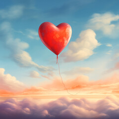 Fototapeta premium heart shaped balloon in sky