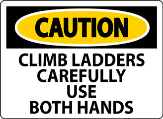 Caution Sign, Climb Ladders Slowly and Use Both Hands