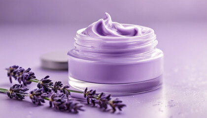 Obraz na płótnie Canvas lavender cosmetic cream, decorative isolated white background