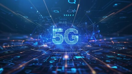 5G wireless network, high speed internet, cloud computing or connect diagram technology 
