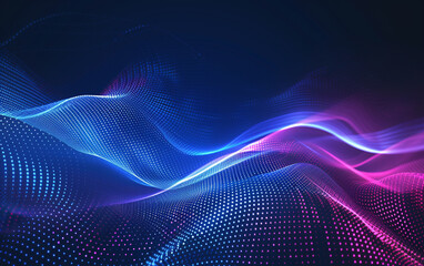 Abstract Waving Particle Technology Background Design. Abstract wave moving dots flow particles