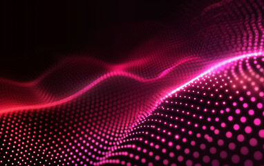Obraz premium Abstract Waving Particle Technology Background Design. Abstract wave moving dots flow particles