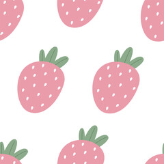 Seamless pattern with cartoon strawberries. colorful vector. hand drawing, flat style. design for fabric, print, textile, wrapper