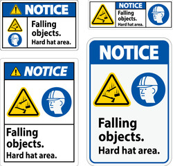 Notice Sign, Falling Objects Hard Hat Area