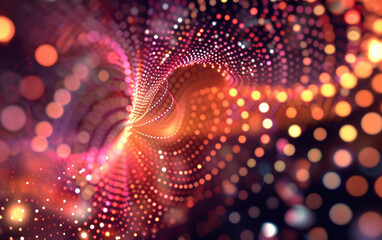 Abstract Waving Particle Technology Background Design. Abstract wave moving dots flow particles
