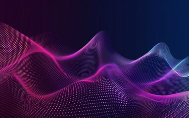 Abstract Waving Particle Technology Background Design. Abstract wave moving dots flow particles