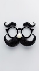 Illustration of a pair of comical glasses and mustache for April Fools' Day. Funny glasses in prank concept on white background. Happy April Fool's Day.