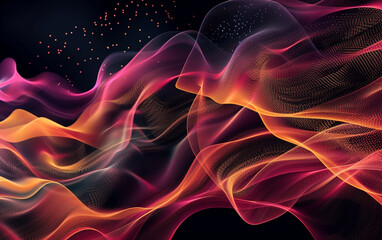 Fototapeta premium Abstract Waving Particle Technology Background Design. Abstract wave moving dots flow particles