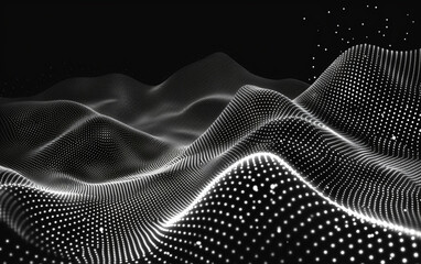 Abstract Waving Particle Technology Background Design. Abstract wave moving dots flow particles