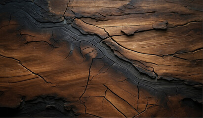 Dark weathered wood with a cracked surface