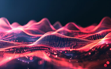 Abstract Waving Particle Technology Background Design. Abstract wave moving dots flow particles