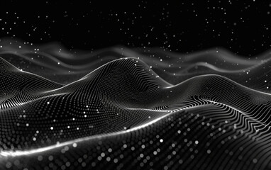 Abstract Waving Particle Technology Background Design. Abstract wave moving dots flow particles