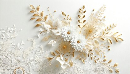 白い花のボタニカル壁紙