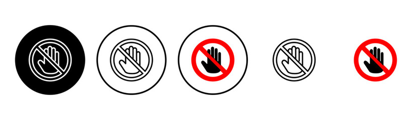 Stop icon set. stop road sign. hand stop icon vector