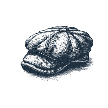 Newsboy Hat rough sketch. Vector illustration.