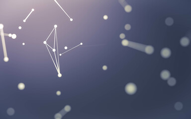 Fototapeta premium Abstract background. Molecules technology with polygonal shapes, connecting dots and lines. Connection structure. Big data visualization.