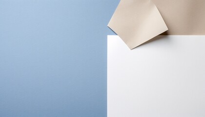 a piece of paper with a piece of paper on a blue surface