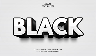 Black editable text effect style 3d Bold Simple & Minimal  - obrazy, fototapety, plakaty