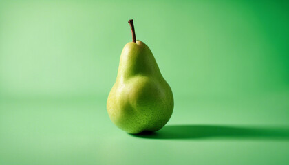 one piece fresh pear, isolated green background, copy space for text
