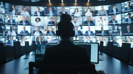 International business meeting conducted through video conferencing, demonstrating how technology bridges global distances