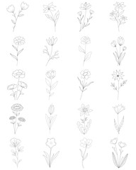 Black Minimal Flower Element